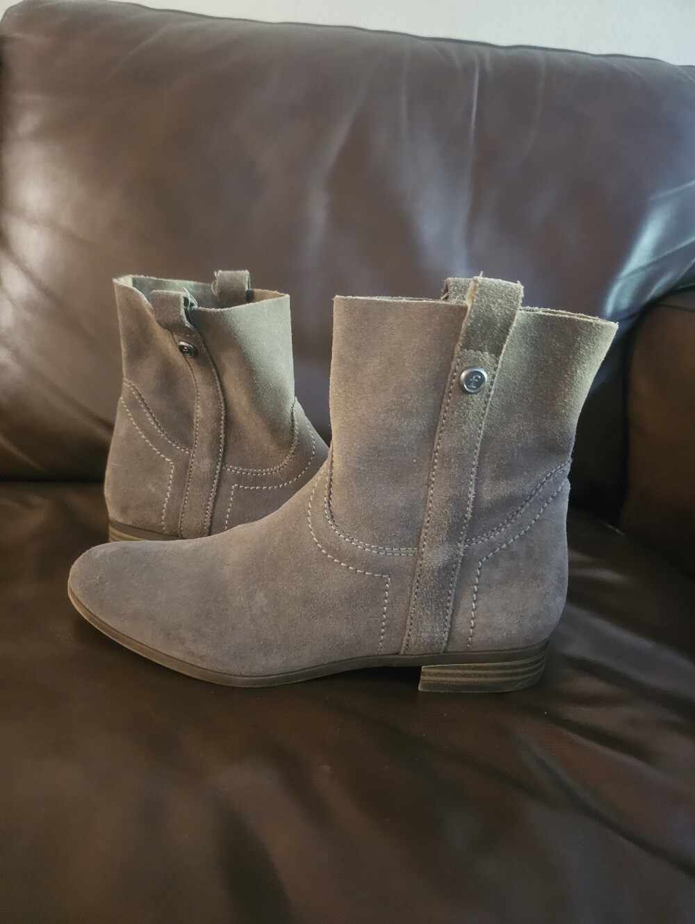 FRYE AND CO. Taupe Suede Ankle Booties